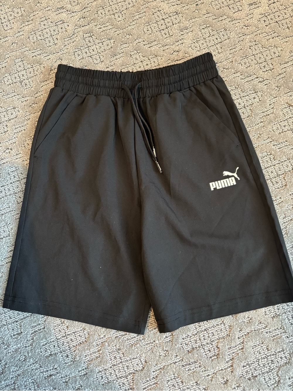 Puma Black Athletic Shorts with White Logo